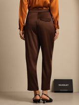 [Chocolate Negro] SilkSilky-ES 19Momme Seda Womens Pants 002