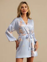 [Azul Claro] SilkSilky-ES 3/4 Sleeve Bata de mujer 002