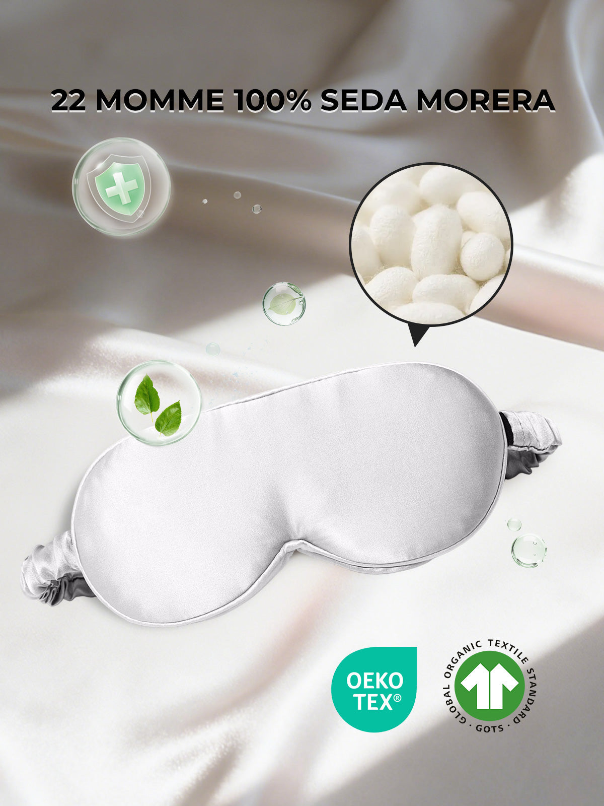 [Gris Claro] SilkSilky-ES Seda Pura Eye Mask 002