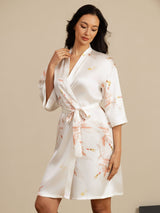 [Blanco] SilkSilky-ES 3/4 Sleeve Bata de mujer 003