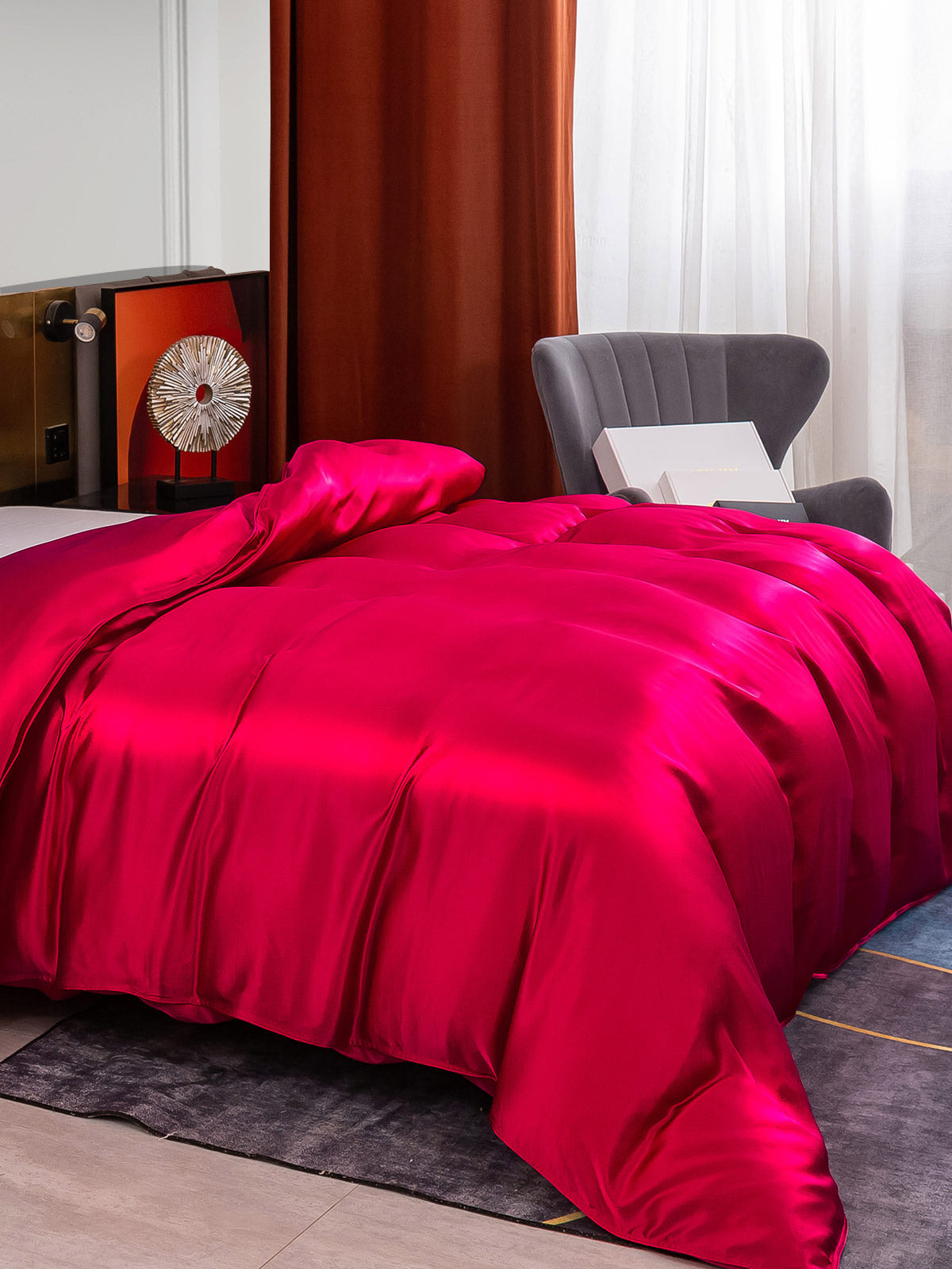 SilkSilky ES 25Momme Seda Pura Duvet Cover Vino 001