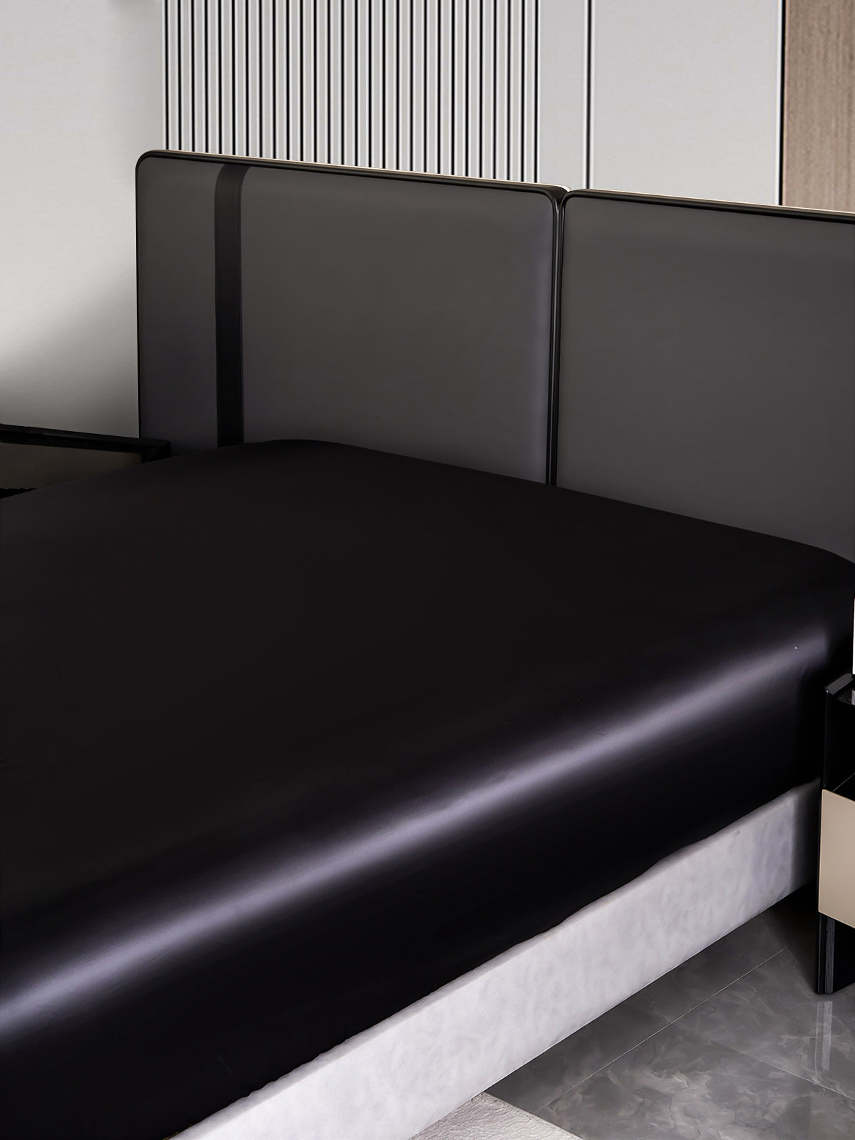 [Negro] SilkSilky-ES 22Momme Seda Pura Sheet 005