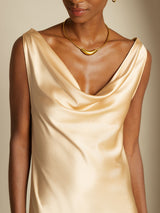 [Champán] SilkSilky-ES Sleeveless Cowl Neck Vestido 003