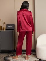 [Vino] SilkSilky-ES Long Sleeve Lapel Collar Pijamas de mujer 002