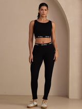 [Negro] SilkSilky-ES Sleeveless Crew Neck Women's Outfit Sets 001