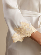 [Blanco] SilkSilky-ES 3/4 Sleeve Bata de mujer 006