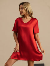 [Vino] SilkSilky-ES Half Sleeve V Neck Camisón 003