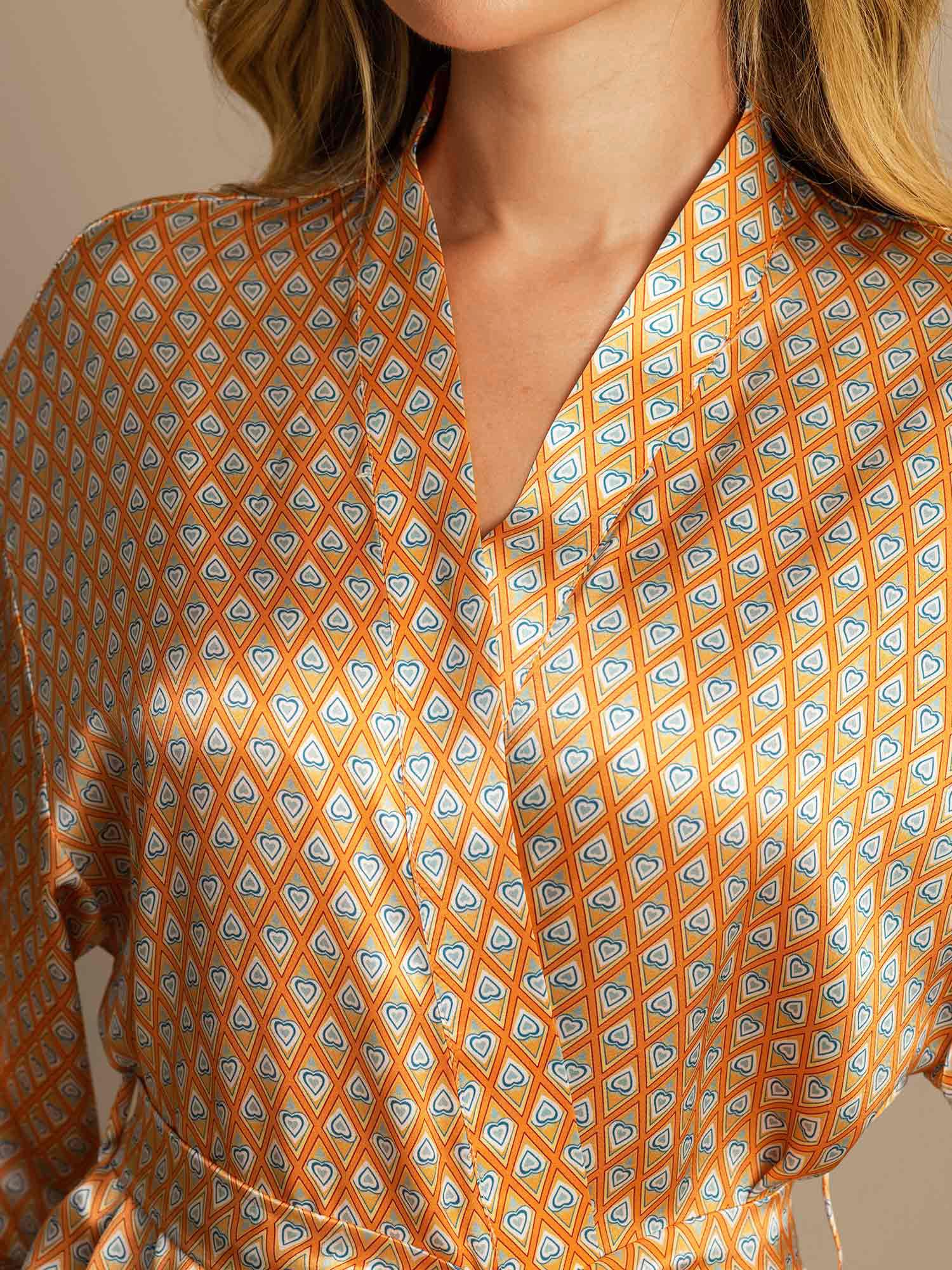 [Floral] SilkSilky-ES Seda Pura Womens Robe 008,