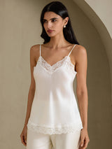 [Blanco] SilkSilky-ES V Neck Top de tirantes 006
