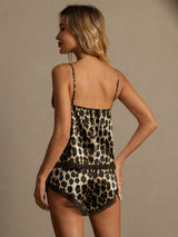 [Leopardo] SilkSilky-ES Spaghetti Strap V Neck Conjunto de tirantes 002