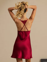 [Vino] SilkSilky-ES Spaghetti Strap Deep V Neck Camisón 002