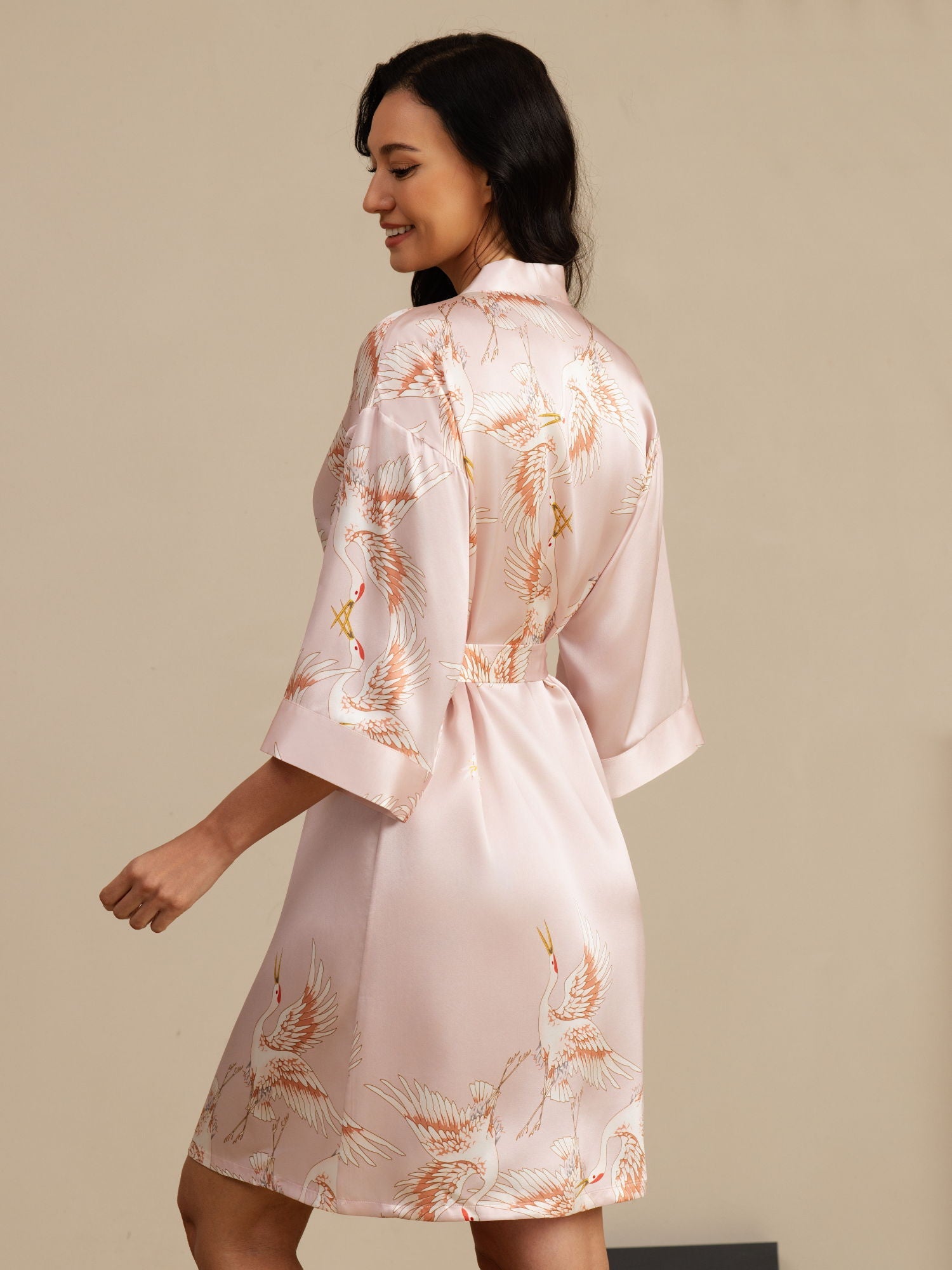 [Rosa] SilkSilky-ES 19Momme Manga francesa Bata de mujer 002