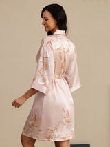 [Rosa] SilkSilky-ES 3/4 Sleeve Bata de mujer 002