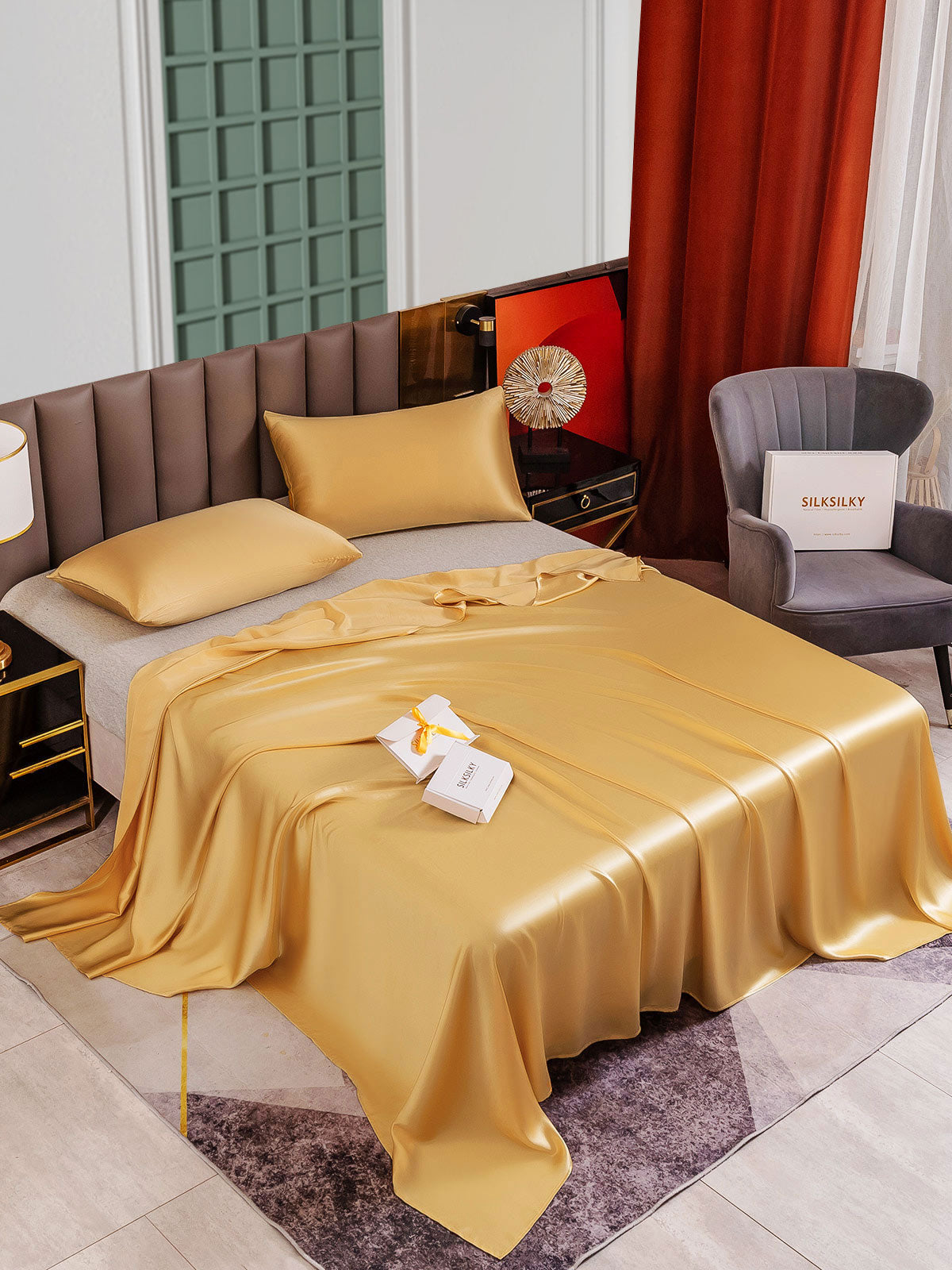 [Champán] SilkSilky-ES 25Momme Seda Pura Bedding Set 004