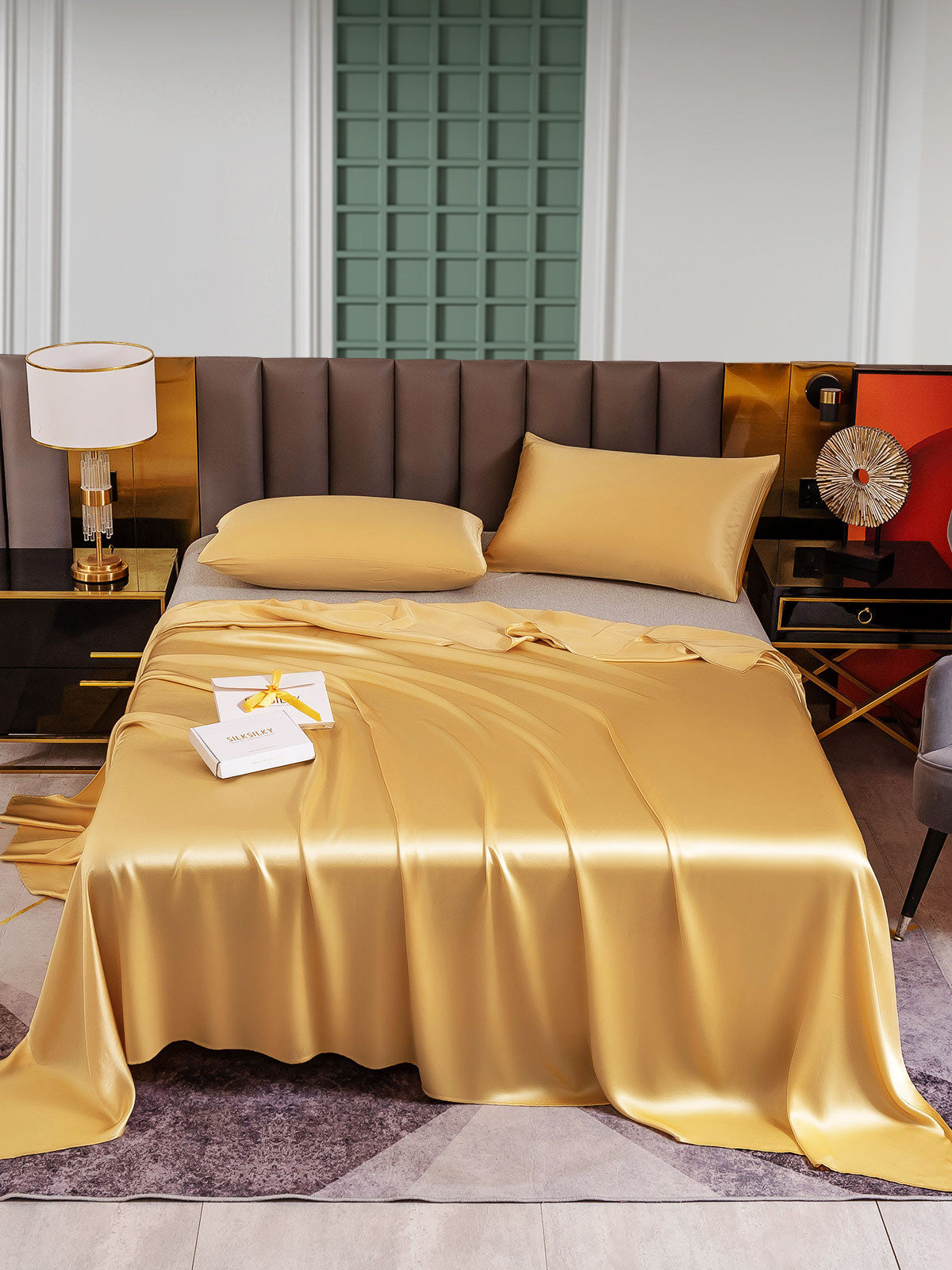 [Champán] SilkSilky-ES 25Momme Seda Pura Bedding Set 001
