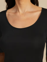 [Negro] SilkSilky-ES Half Sleeve Camisetas de Mujer 006