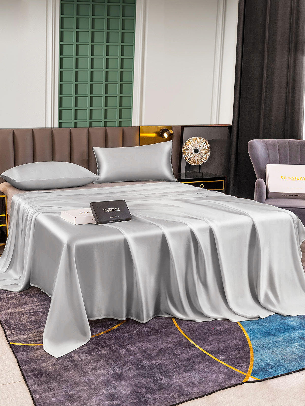 [Plata] SilkSilky-ES 25Momme Seda Pura Bedding Set 001