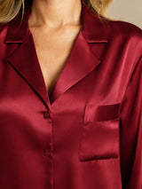 [Vino] SilkSilky-ES Long Sleeve Lapel Collar Camisas de dormir 005
