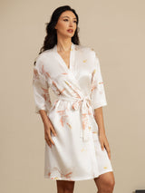 [Blanco] SilkSilky-ES 3/4 Sleeve Bata de mujer 001