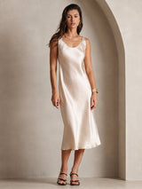 [Beige] SilkSilky-ES Sleeveless Vestido 006