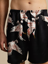 [Negro] SilkSilky-ES 19Momme Mens Sleep Bottoms 004
