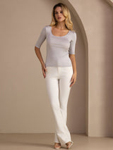 [Gris Claro] SilkSilky-ES Half Sleeve Camisetas de Mujer 006