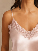 [Rosa] SilkSilky-ES Spaghetti Strap V Neck Conjunto de tirantes 004