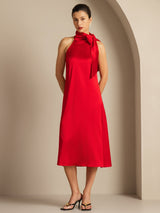 [Rojo] SilkSilky-ES Sleeveless Halter Vestido 001