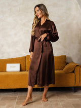 [Marrón] SilkSilky-ES Long Sleeve Bata de mujer 005