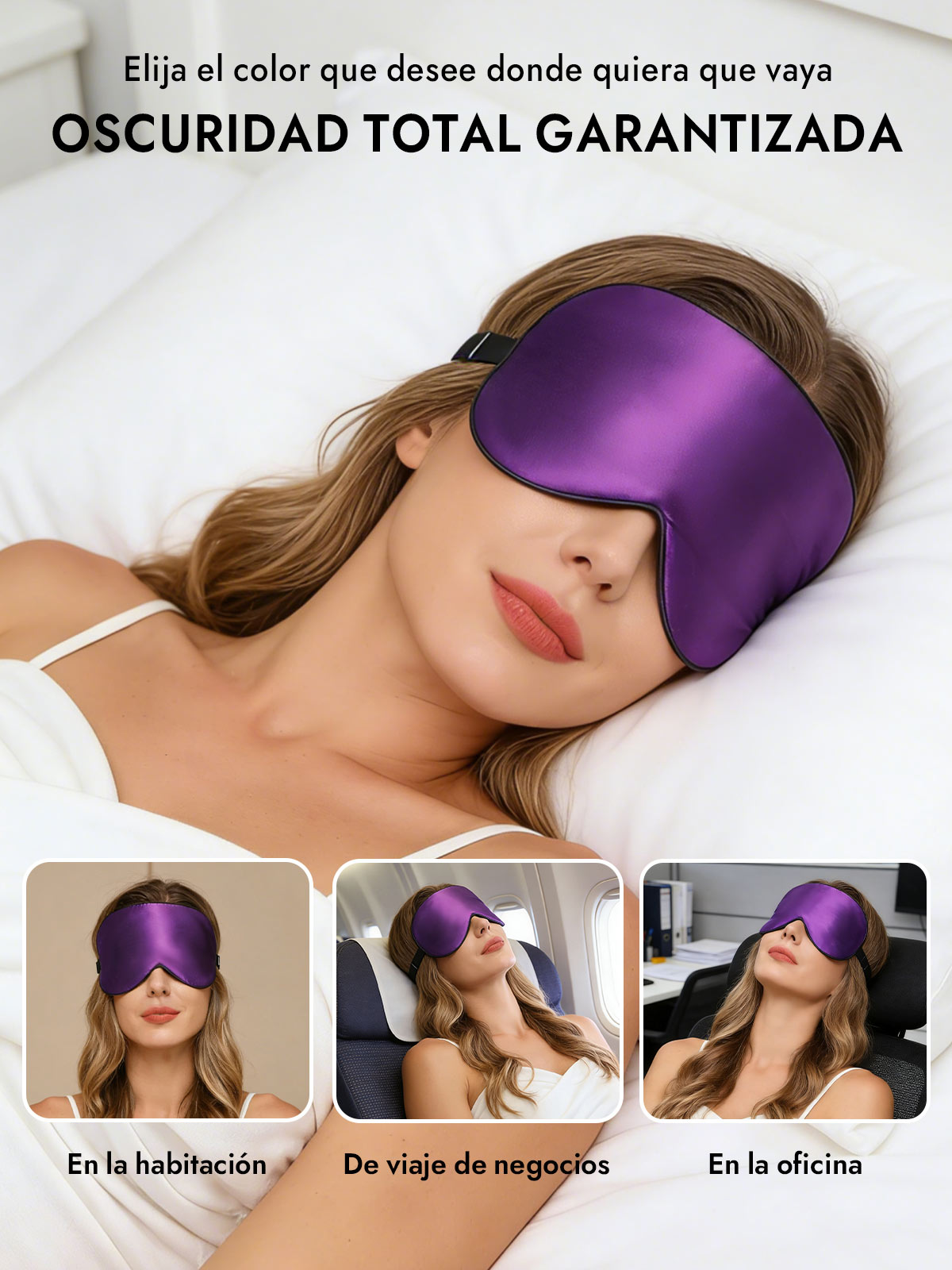 [Púrpura] SilkSilky-ES Antifaces De Dormir 006