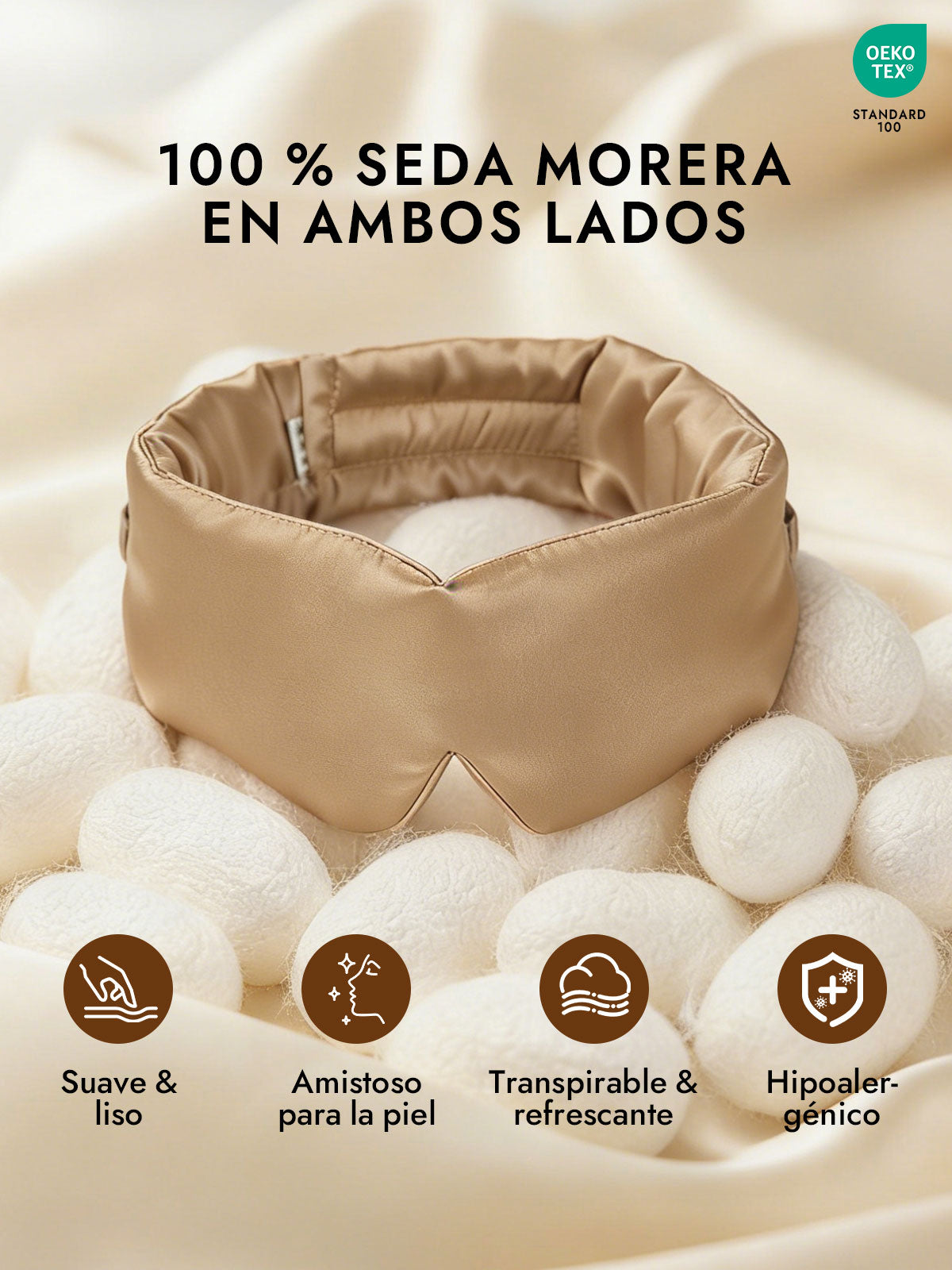 [Beige] SilkSilky-ES 19Momme Pure Silk Eye Mask 002