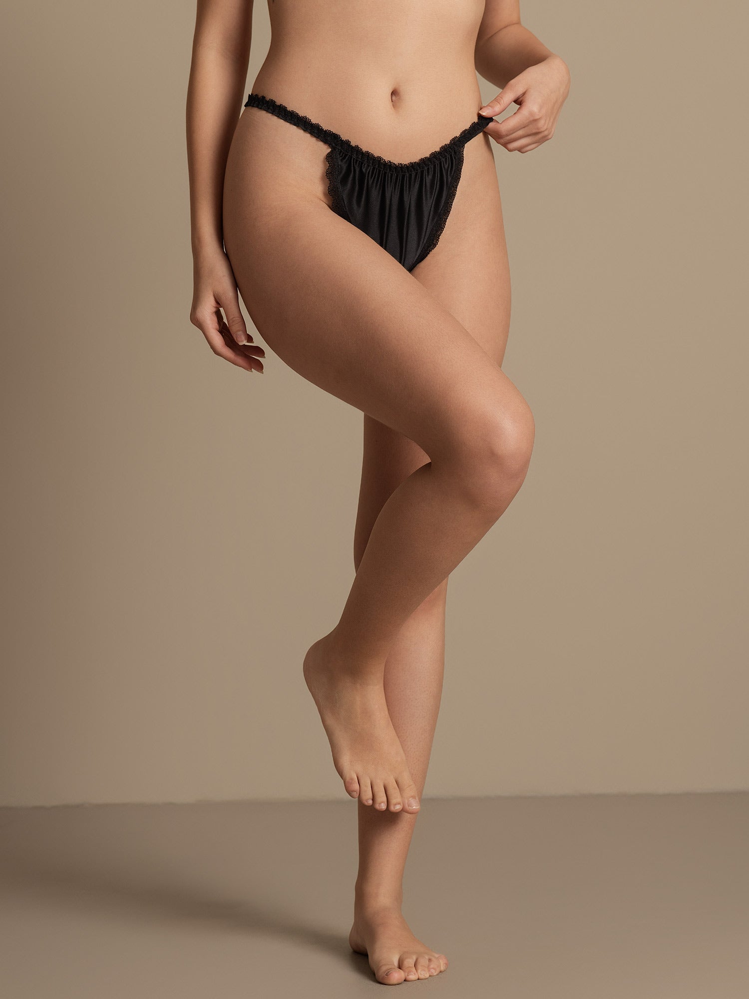 [Negro] SilkSilky-ES Seda Pura Panty 004,