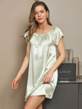 [Menta Verde] SilkSilky-ES Cap Sleeve Square Neck Camisón 003