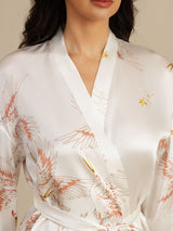 [Blanco] SilkSilky-ES 3/4 Sleeve Bata de mujer 004