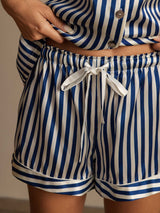 [Azul Oscuro] SilkSilky-ES Seda Pura Womens Pajamas 006,