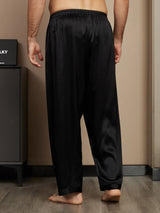 [Negro] SilkSilky-ES Seda Pura Mens Sleep Bottoms 002