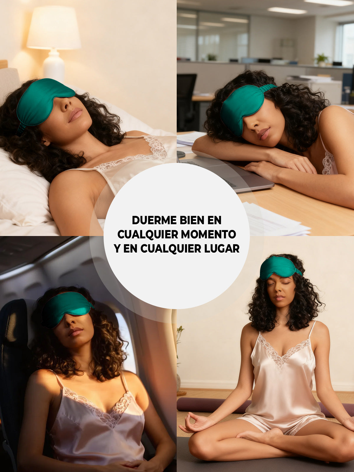 [Verde Oscuro] SilkSilky-ES Seda Pura Eye Mask 007
