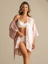 [Rosa] SilkSilky-ES 3/4 Sleeve Bata de mujer 005