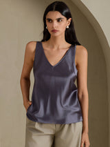 [Gris Oscuro] SilkSilky-ES Sleeveless V Neck Top de tirantes 003