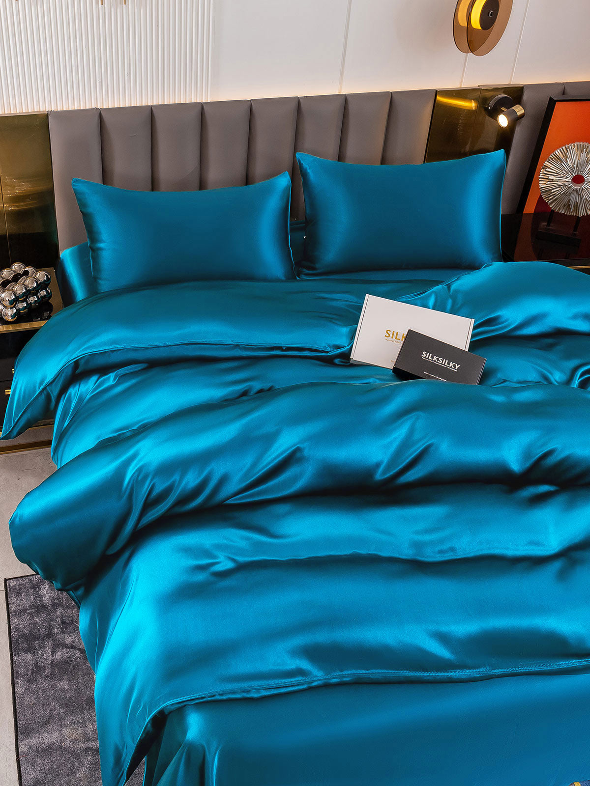[Azul Real] SilkSilky-ES 19Momme Juego de ropa de cama 003