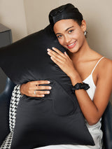 [Negro] SilkSilky-ES 22Momme Seda Pura Pillowcase Set 004