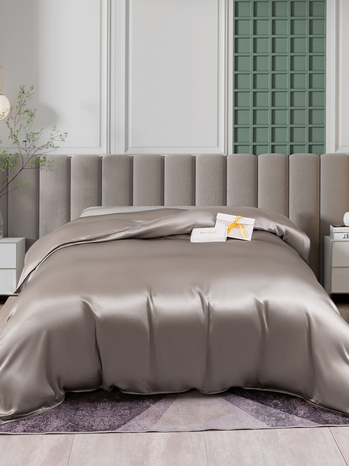 [Gris] SilkSilky-ES 25Momme Seda Pura Duvet Cover 001