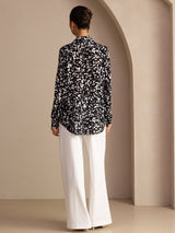 [Mota Negra] SilkSilky-ES Long Sleeve Lapel Collar Blusa 002