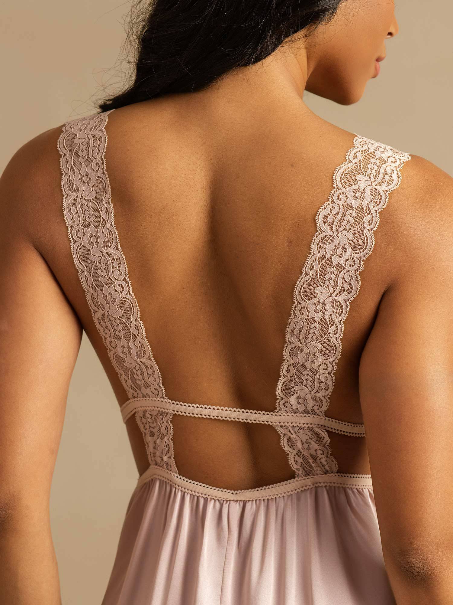 [Rosa] SilkSilky-ES Sleeveless Deep V Neck Camisón 007