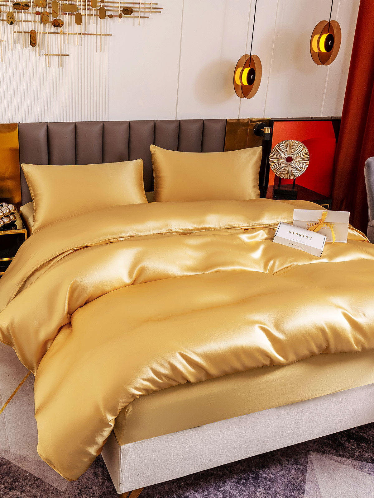[Champán] SilkSilky-ES 19Momme Seda Pura Bedding Set 002