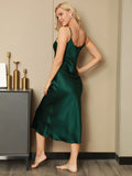 SilkSilky-ES Seda Pura Sin mangas Nightgown Verde 007