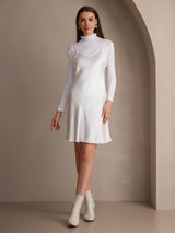 [Blanco] SilkSilky-ES Spalline Sottili Cuello en V Vestido 001