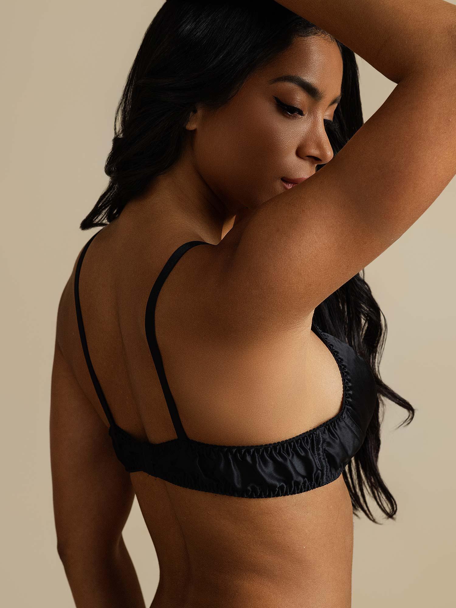 [Negro] SilkSilky-ES Seda Pura Bra 005,