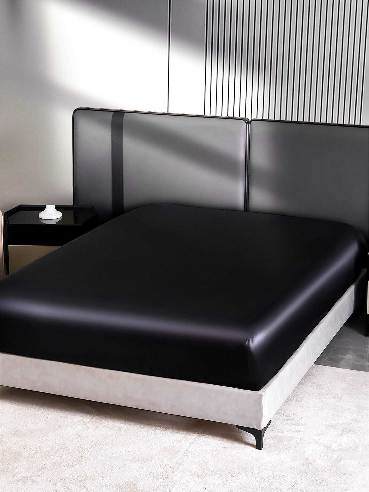 [Negro] SilkSilky-ES 22Momme Seda Pura Sheet 002