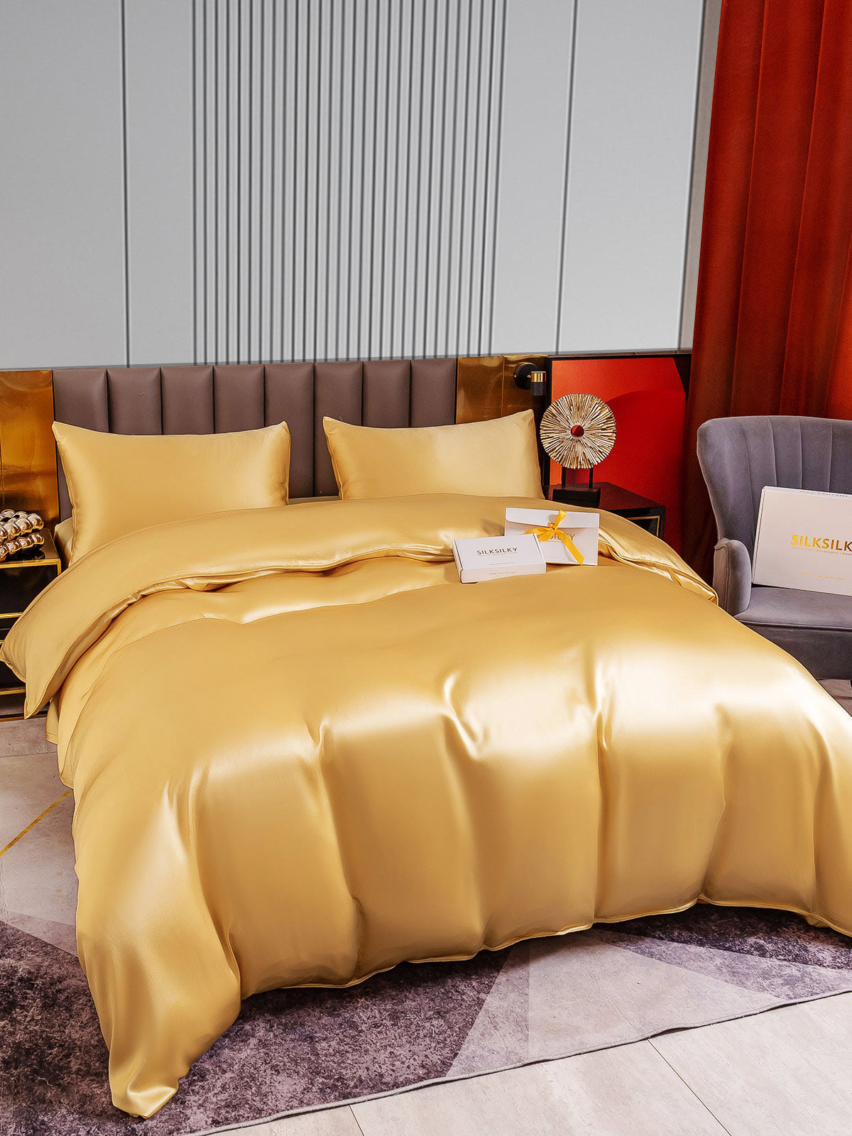 [Champán] SilkSilky-ES 22Momme Seda Pura Bedding Set 005